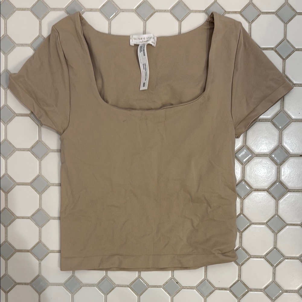 Altar'd State Tan Fitted Crop Tee